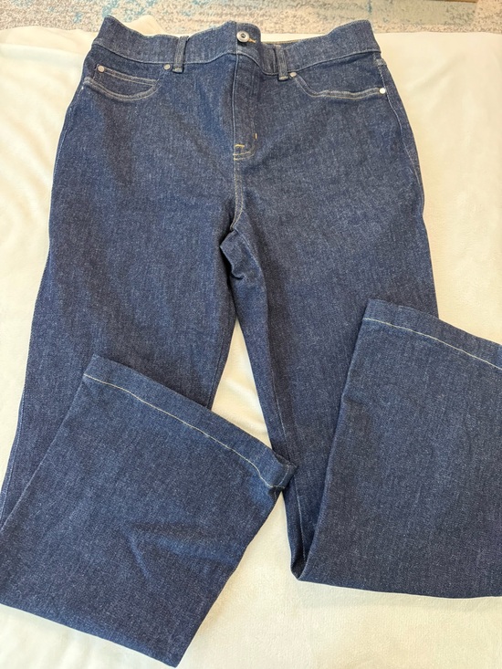SPANX Denim - SPANX Pull On Blue Jeans Womens Size XL Dark Wash Bootcut Leg E09